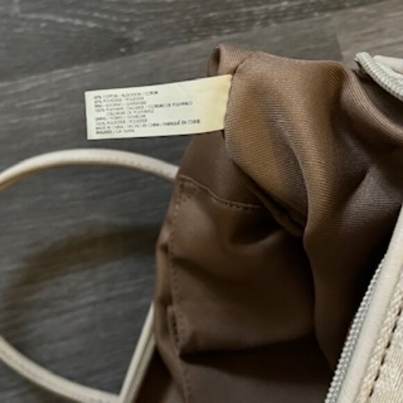 🧡3/15 LizClaiborne Cream Canvas Handbag Gold-Tone Zipper Pull - Picture 10 of 12